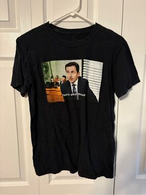 Black Graphic Tee with 'That's What She Said' Print- The Office